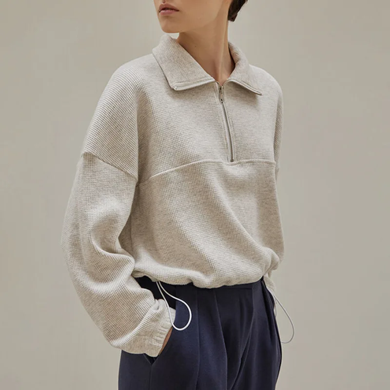 Winter Clothing Aesthetic - Хлопковые вафельные толстовки на молнии, вязаный