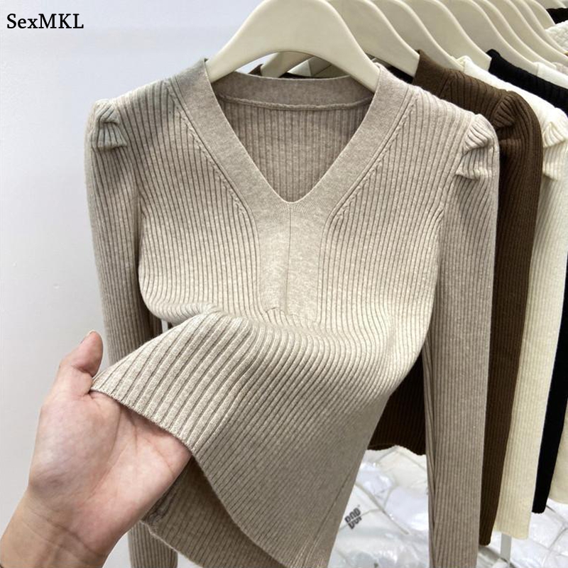 Winter Clothing Factory Outlet - Элегантный зимний базовый свитер с v-образным
