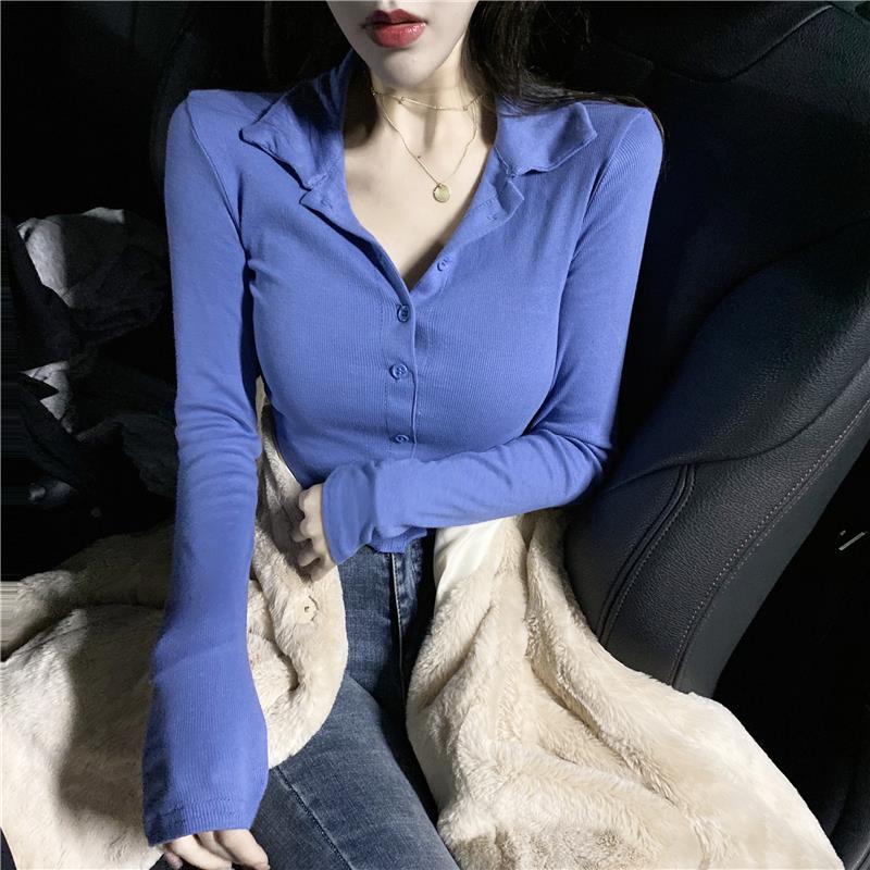 Winter Clothing Trends - Женская рубашка-поло 100 ℅, хлопковая Синяя